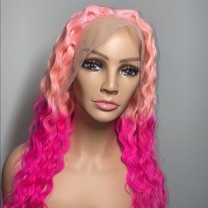 Strawberry shortcake mixed pink 18 inch lace frontal wig